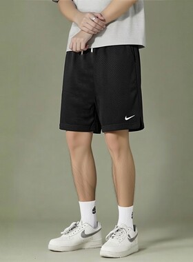 Nike耐克跑步训练裤子透气网眼运动裤冰丝短裤新款男裤健身五分裤