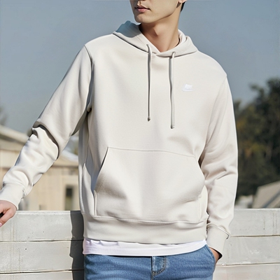 耐克浅色连帽运动卫衣套头衫