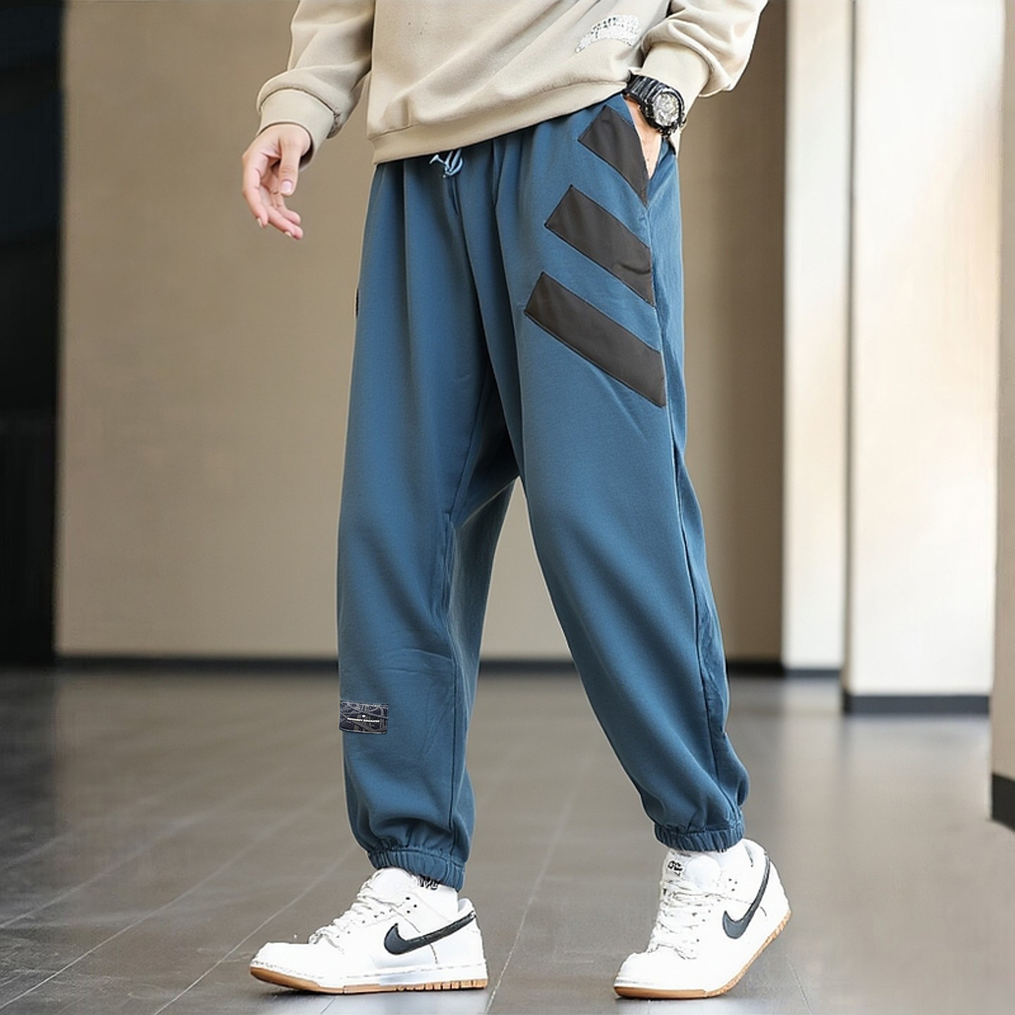 阿迪达斯裤子男新款针织纯棉束脚裤蓝色卫裤宽松美式篮球运动裤男,运动服/休闲服装,运动长裤,淘宝优惠券,粉丝福利购,淘宝优惠卷