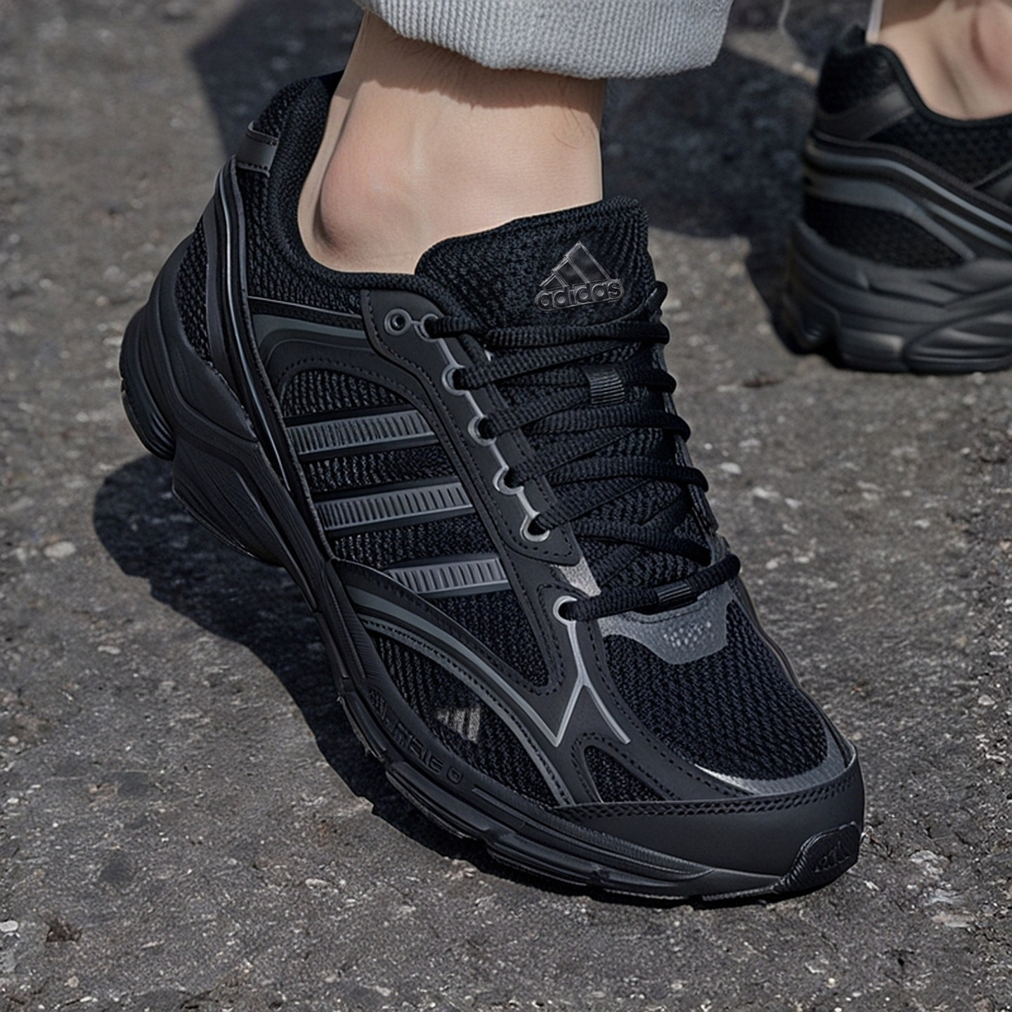 阿迪达斯男女鞋秋季新款正品休闲黑武士透气运动跑步鞋复古老爹鞋