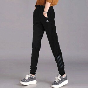 阿迪达斯裤子女春季新款运动休闲裤时尚健身训练束脚卫裤宽松长裤