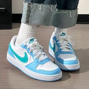 Nike耐克鞋子浅蓝色女鞋潮流时尚板鞋新款轻便运动鞋透气孔休闲鞋