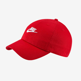 NIKE耐克红色帽子女帽新款 女鸭舌运动帽男帽913011 纯棉遮阳帽爆款