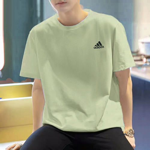 阿迪达斯T恤男夏季新款浅绿色半袖纯棉篮球半袖男士美式圆领短袖