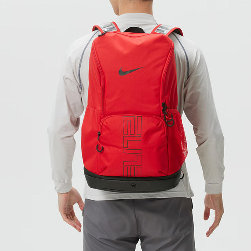 NIKE耐克篮球背包精英训练包红色双肩包新款运动气垫肩带学生书包