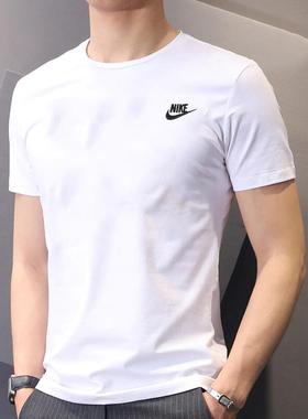 白色T恤Nike耐克男上衣新款薄跑步棉质透气训练短袖运动服AR4999