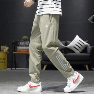 休闲直筒小脚速干骑行跑步运动裤 阿迪达斯裤 梭织长裤 新款 子男春季