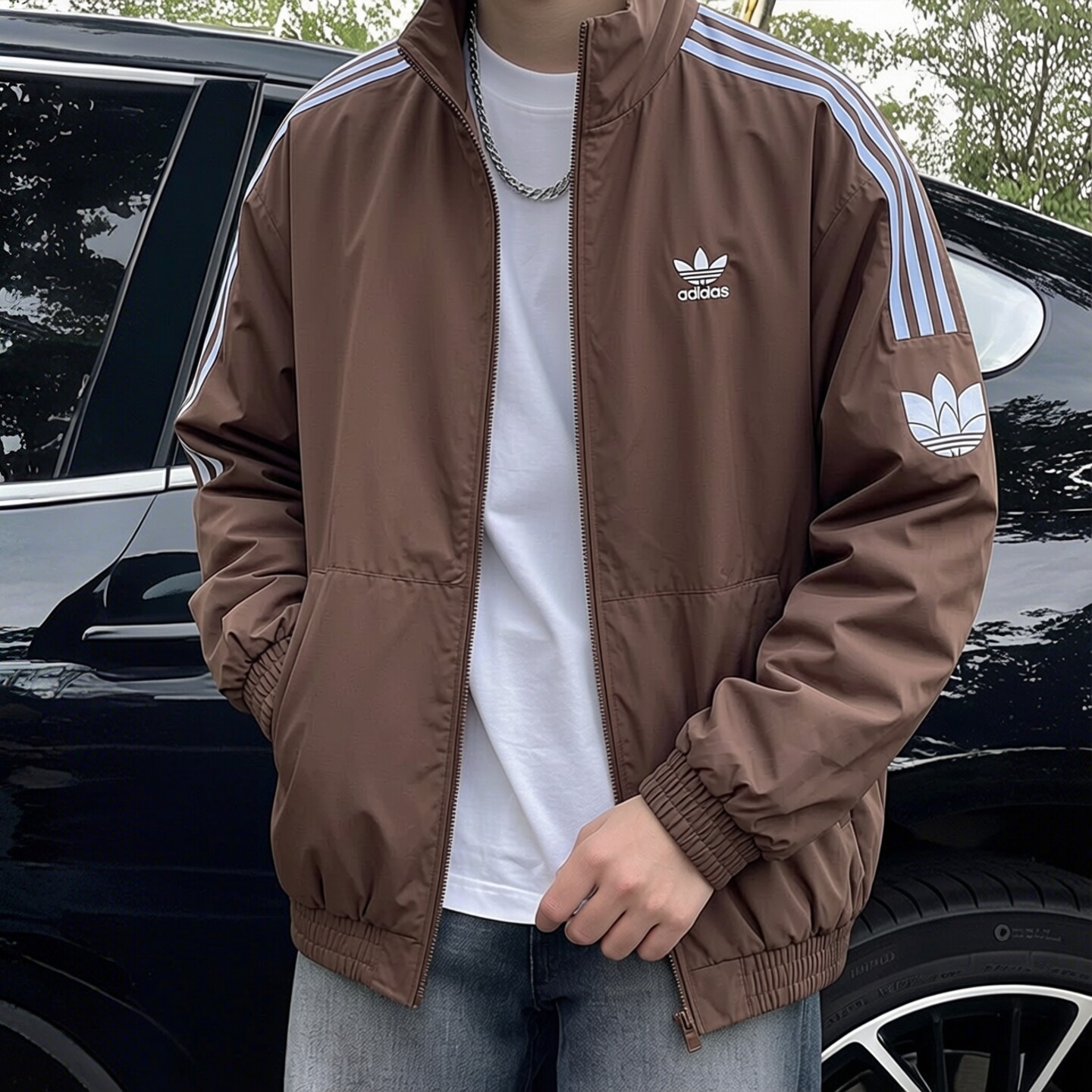 阿迪达斯三叶草棒球服男夏季新款美式复古宽松梭织透气防风衣外套图片