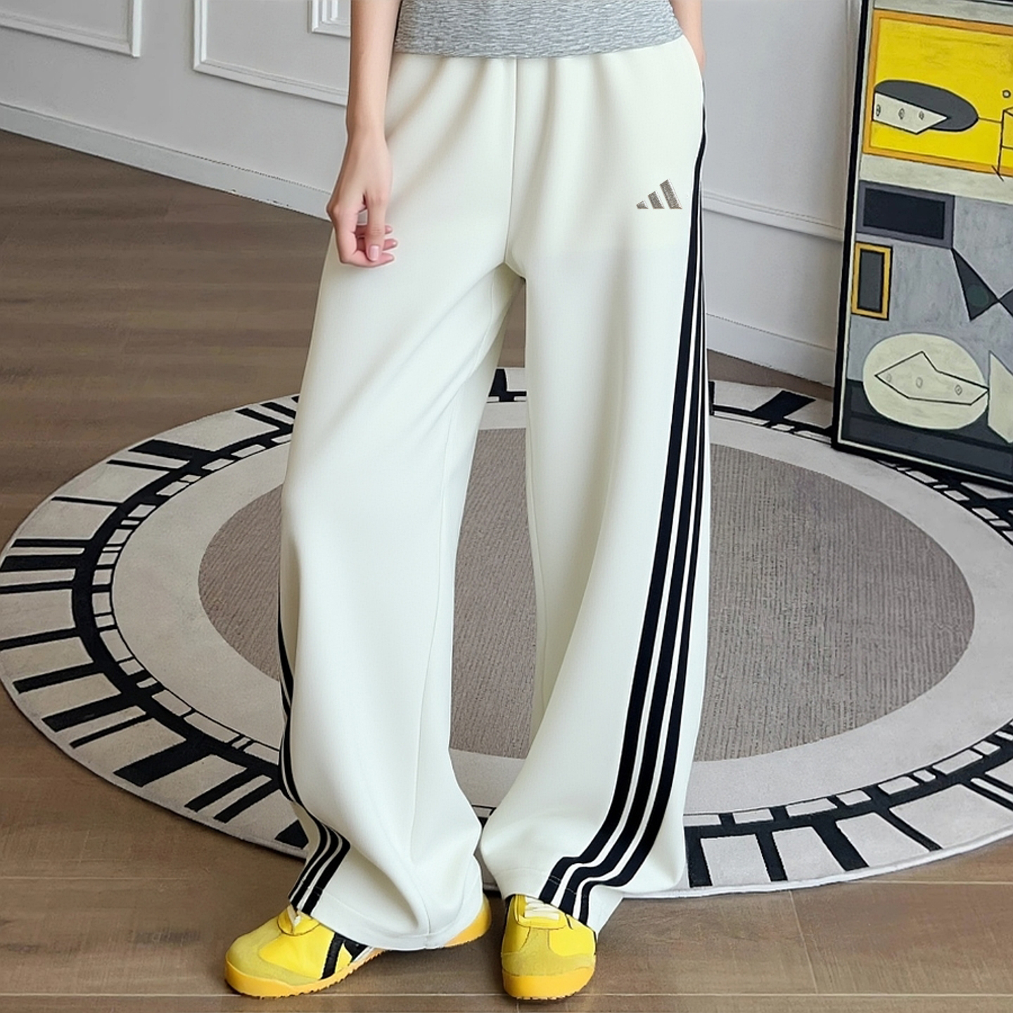 正品假一赔十白色运动裤女弯刀裤