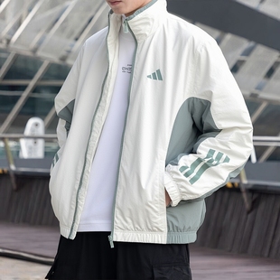 阿迪达斯棒球服男外套春季新款美式篮球宽松运动服梭织立领夹克