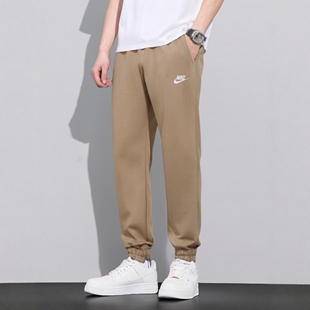 冬季新款运动裤Nike耐克裤子卡其色束脚长裤针织保暖卫裤加绒男裤