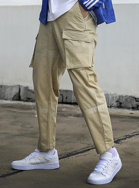 阿迪达斯男裤子2022秋新款正品直筒裤梭织纯棉工装裤运动裤GL0395