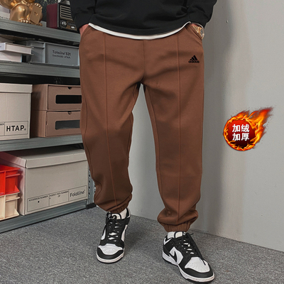 正品假一赔十加绒裤子男棕色长裤