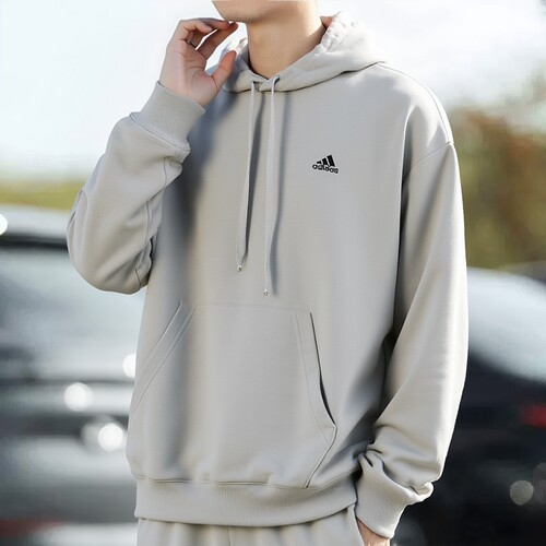 阿迪达斯连帽卫衣男秋季新款纯色简约运动服棉宽松时尚休闲外套