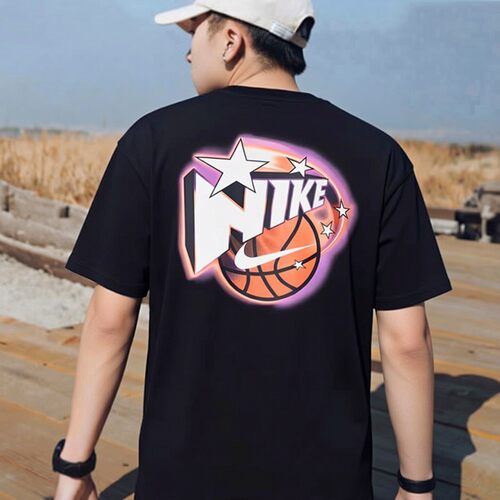 NIKE耐克男装黑色短袖印花T恤26夏新款跑步休闲宽松运动服IR6282