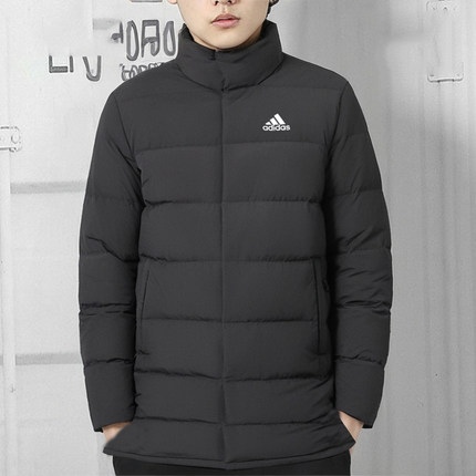 阿迪达斯中长款羽绒服男冬季新款正品运动服加厚耐磨鸭绒大衣外套