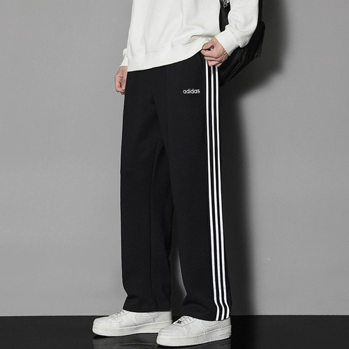 阿迪达斯三条杠运动裤男宽松直筒休闲卫裤透气针织裤宽松裤子