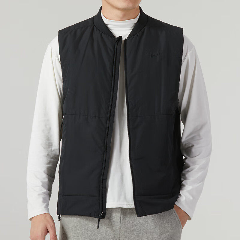 Nike耐克冬季厚款棉马甲男防风保暖黑色背心梭织运动休闲装FB7554