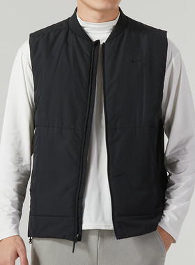 Nike耐克冬季厚款棉马甲男防风保暖黑色背心梭织运动休闲装FB7554