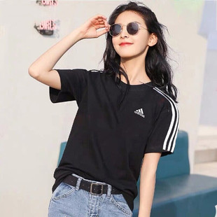 新款 正品 女2024夏季 Adidas阿迪达斯短袖 纯棉运动服跑步T恤GL0784