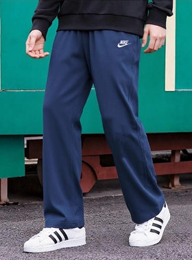 Nike耐克裤子正品藏蓝色男裤纯棉运动裤宽松直筒长裤新款休闲卫裤