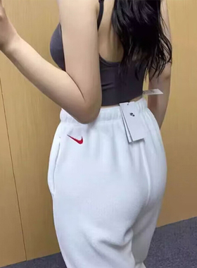 Nike耐克长裤女裤运动裤休闲裤针织仿羊羔绒健身跑步训练裤FD4069