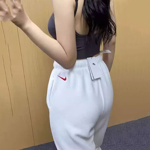 Nike耐克长裤女裤运动裤休闲裤针织仿羊羔绒健身跑步训练裤FD4069