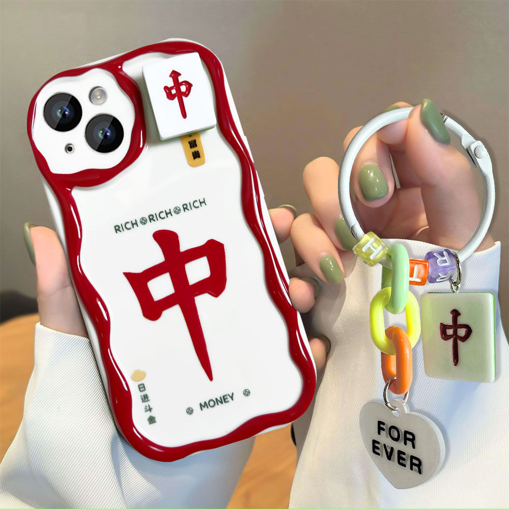 适用于华为mate30/40/50pro手机壳苹果12软壳opporeno7发财红中vivox90奶油纹荣耀80旋转麻将