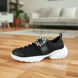 2026春季新款rv钻扣软底休闲鞋方扣透气老爹鞋轻便运动鞋真皮女鞋