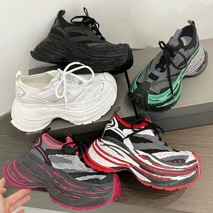 真皮2025夏新款老爹鞋女春秋网厚底矮子乐情侣休闲鞋男炸街潮ins