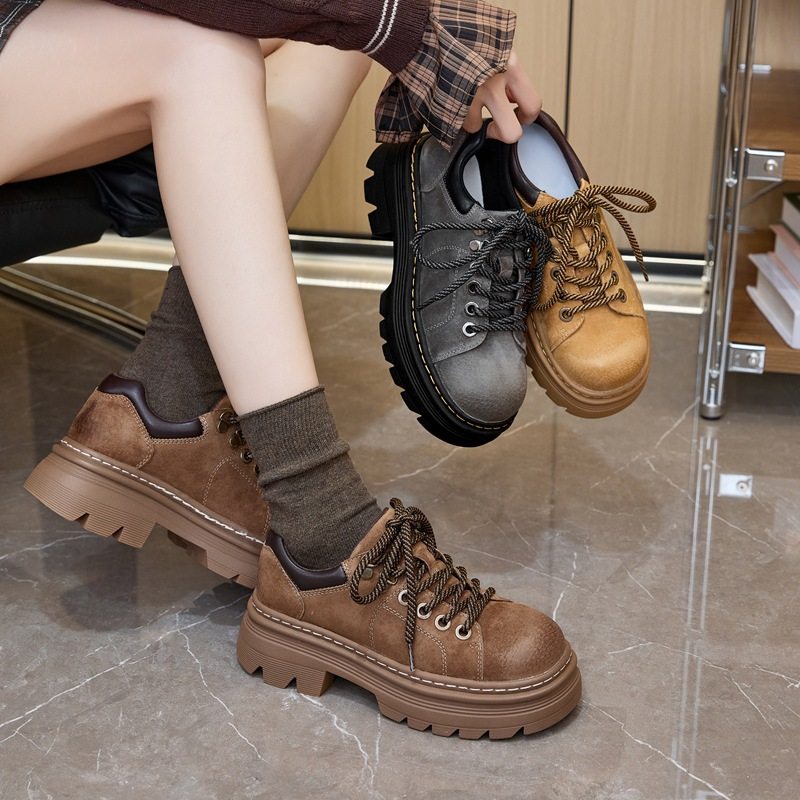 厚底乐福鞋2025春季新款JK学院风小皮鞋复古英伦风低帮系带单鞋,女鞋,乐福鞋（豆豆鞋）,淘宝优惠券,粉丝福利购,淘宝优惠卷