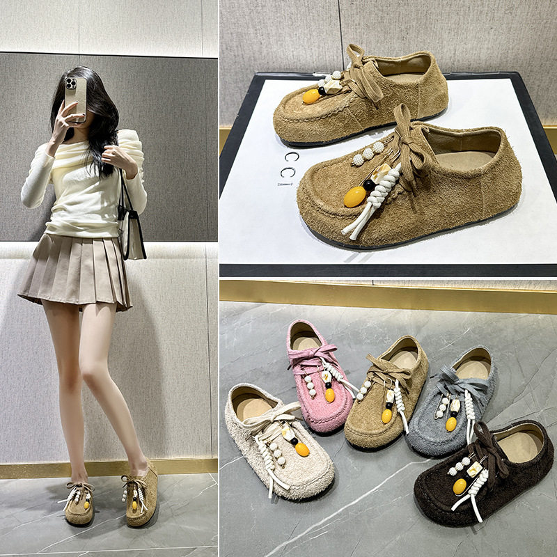 2025早春新款牛皮版创意欧美风袋鼠勃肯鞋女复古休闲运动风豆豆鞋,女鞋,时尚休闲鞋,淘宝优惠券,粉丝福利购,淘宝优惠卷