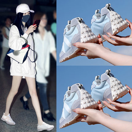 真皮真皮老爹鞋女2021春季新款运动鞋nb327小蛮腰女鞋ins潮百搭