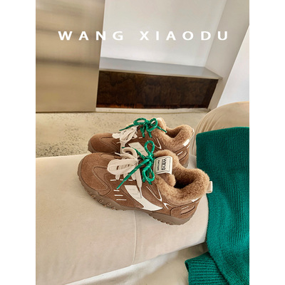 真皮牛皮版~猫爪德训鞋子复古内增高运动鞋女2025秋冬新款加绒阿