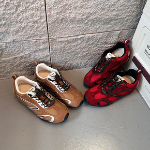 乌拉草猪皮鞋垫真皮德训鞋女2026春季休闲百搭复古跑步运动老爹鞋