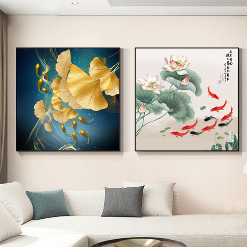餐厅装饰画九鱼餐桌饭厅墙面挂画