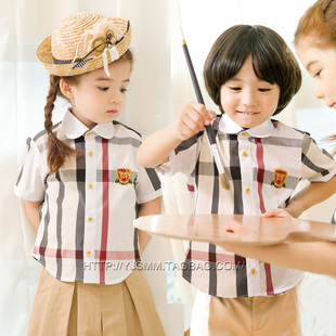 儿童童装夏装幼儿园园服演出班服韩版衬衫纯棉小学生英伦校服套装