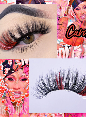 【Cardi】Spicy！水貂彩色假睫毛红色假睫毛亮片闪粉假睫毛欧美风