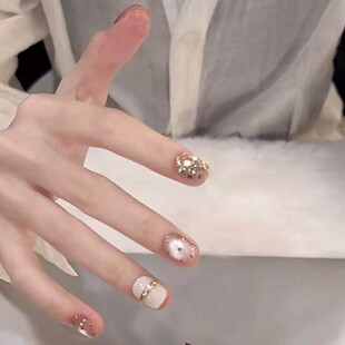 【粉金猫眼】秋天美甲戴戴喵美甲设计师纯手工穿戴甲裸色秋季爆款