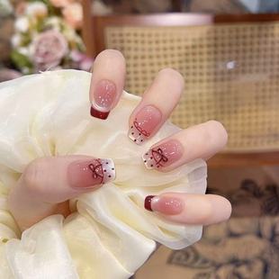 四季 手工定制美甲拆卸穿戴甲显白法式 流行高定设计师 甜心边