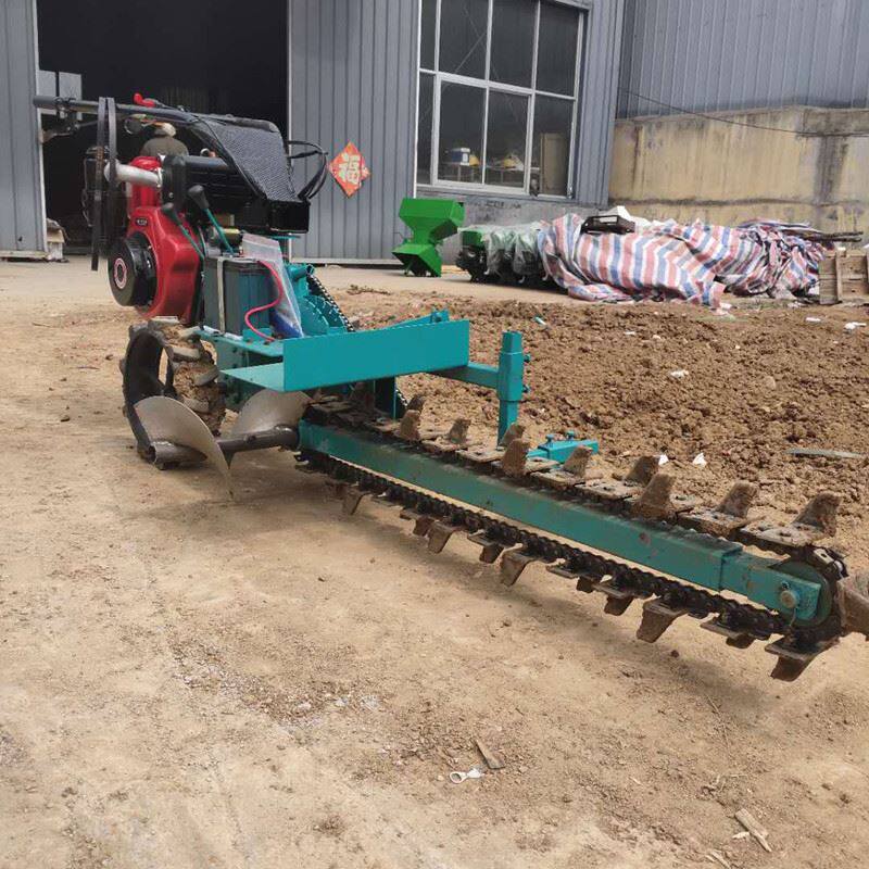 风冷柴油链条式开沟机埋线开槽挖沟机械192小型手扶式开沟机