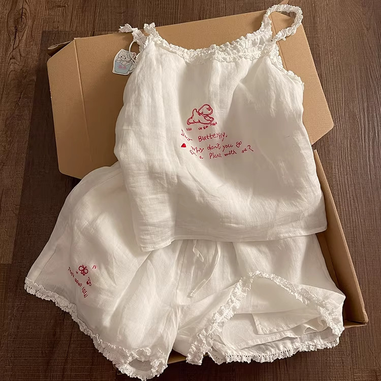 纯欲蕾丝吊带睡衣背心短裤家居服