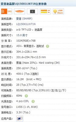 LQ150X1LX85 LQ150X1LX99 LQ170E1LW22 LQ170E1LW33 LQ190E1LW61