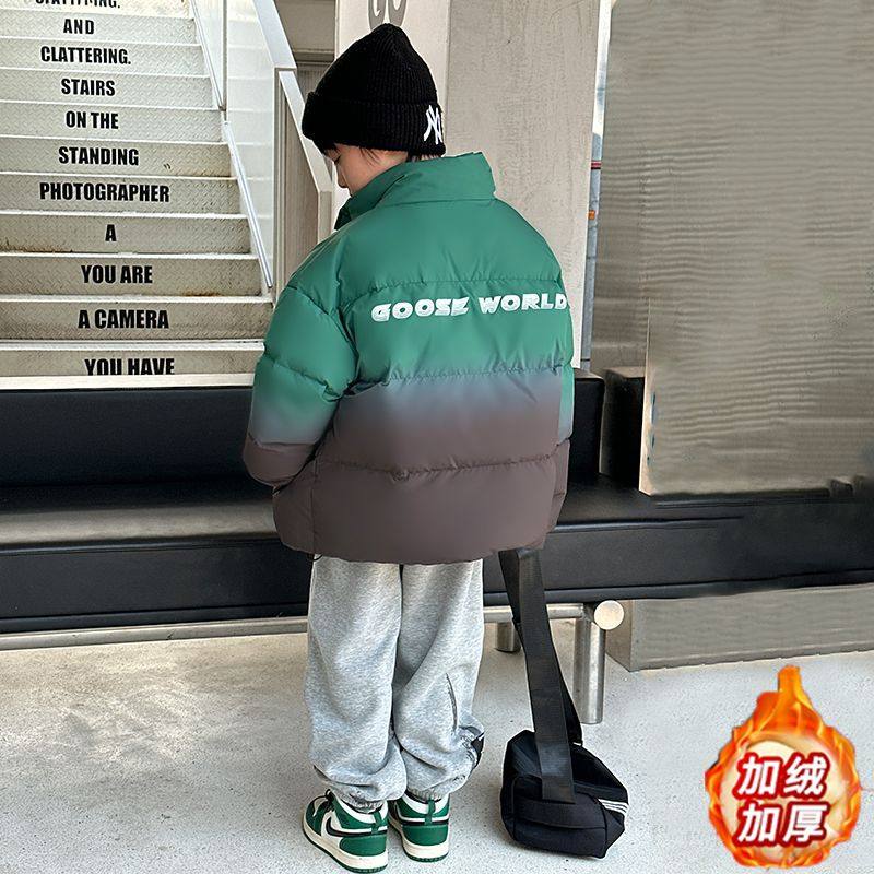 女童秋冬加厚连帽外套2025新款洋气冬季夹棉棒球服女孩深秋棉衣服