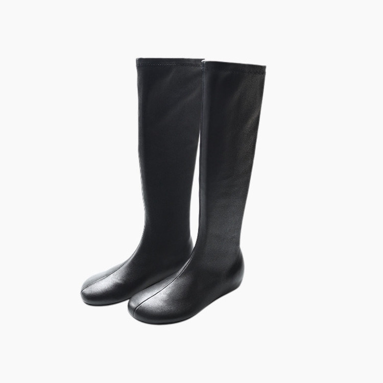 优雅瘦瘦靴！弹力羊皮~内增高 小圆头长筒靴女士骑士靴