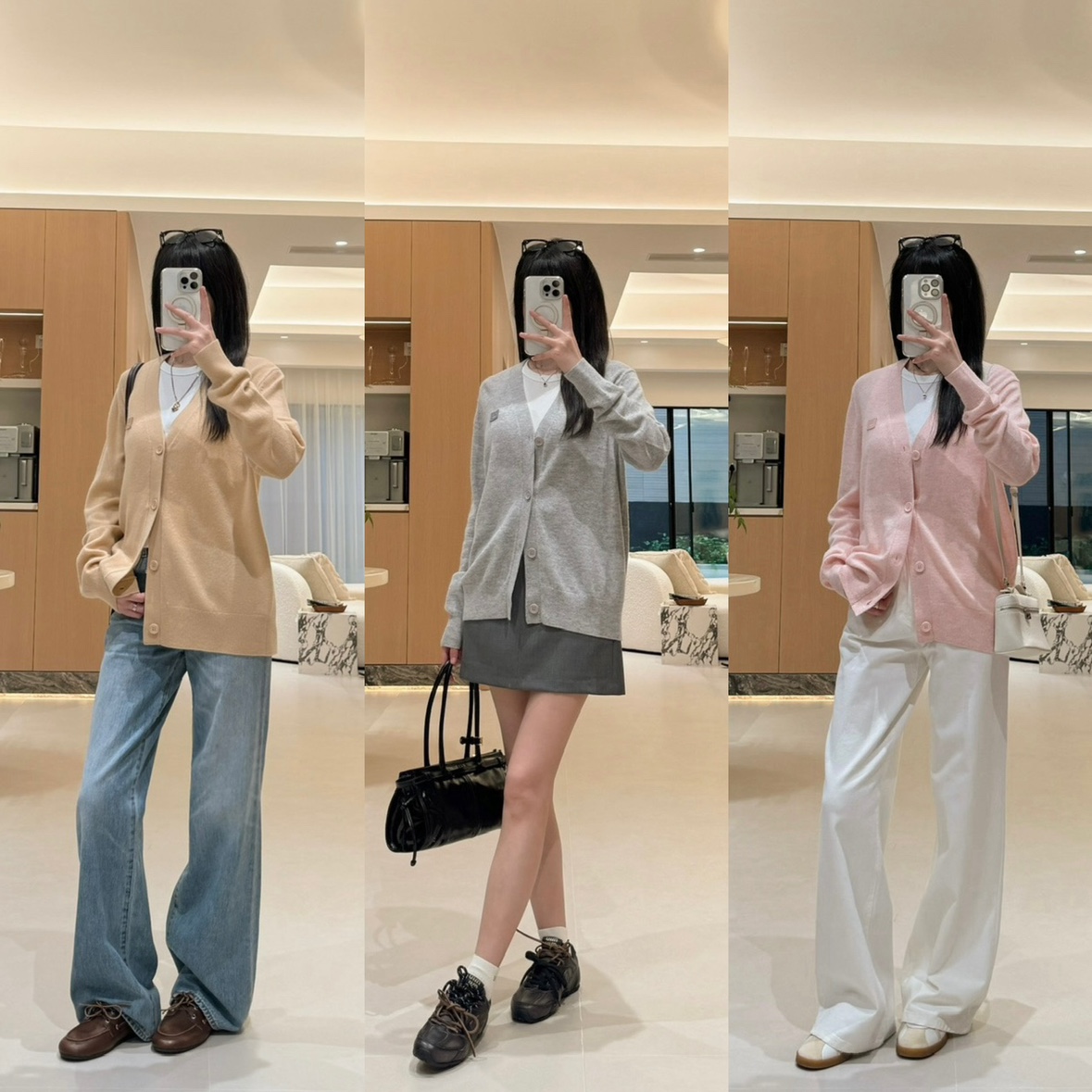 现货~经典不过时！尾！佰分佰羊毛~V领笑脸刺绣针织开衫 外套