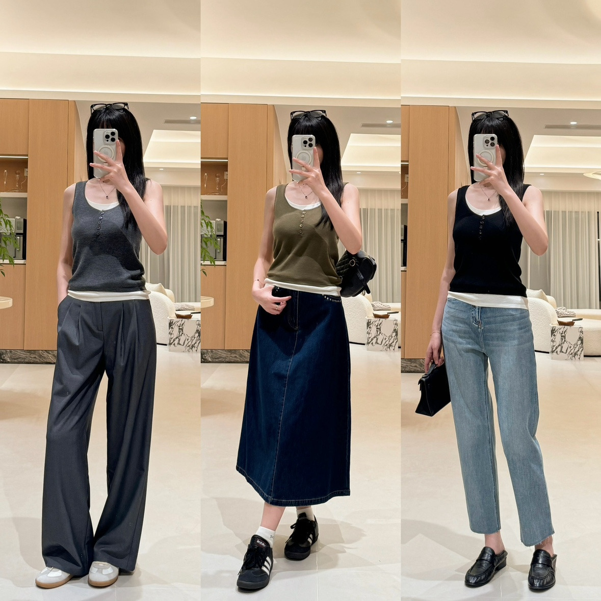 现货~叠穿更时髦德国biella yarn扬子纱羊毛~Miu风撞色针织背心