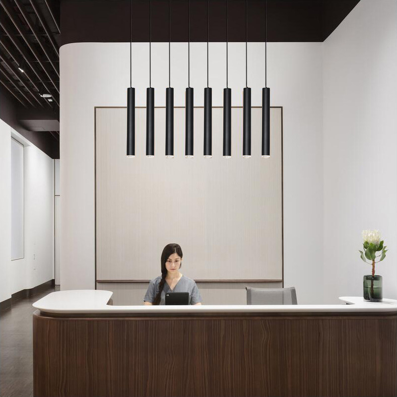 led长条圆形筒灯现代简约餐厅吧台酒吧前台书房办公室圆筒吊灯_虎窝淘