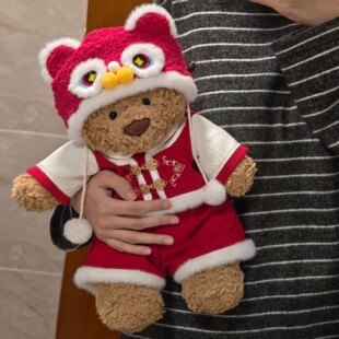 jellycat巴塞罗熊那衣服新年拜年服刺绣醒狮帽巴猪红年服手作娃衣