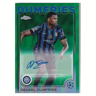 球星卡 邓弗里斯 签字 99编绿折 2024-25 topps chrome 国米